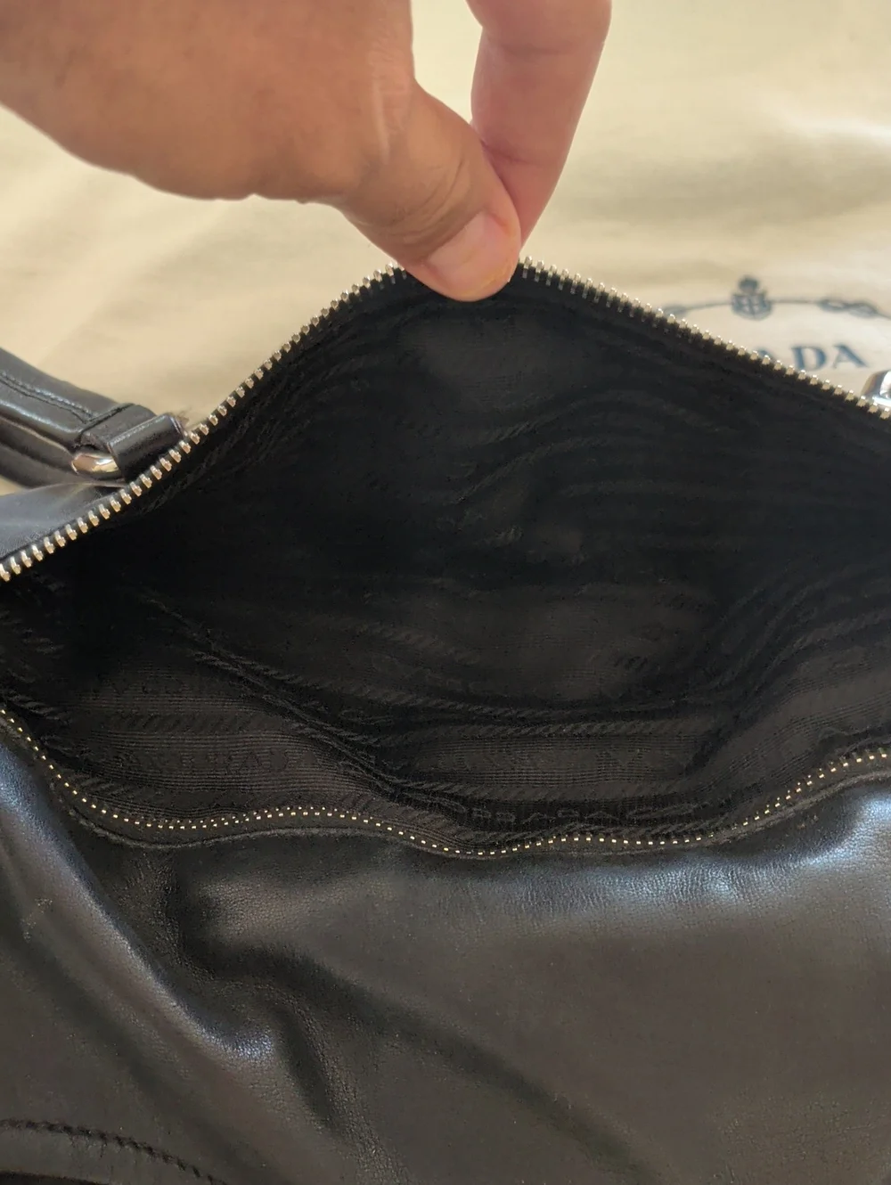 Prada Black Shoulder Bag with Gold-Tone Hardware With Key